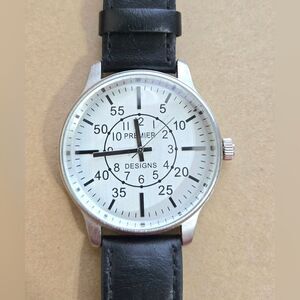 Premier Designs Men's Black Leather Strap Watch